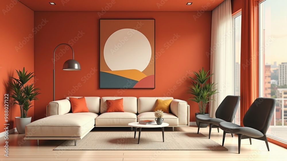 Fototapeta premium Cozy living room with surreal decoration style
