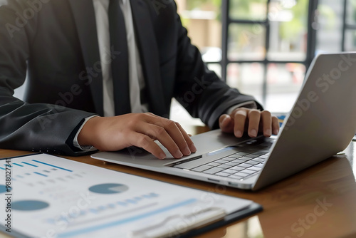 Businessman typing on keyboard