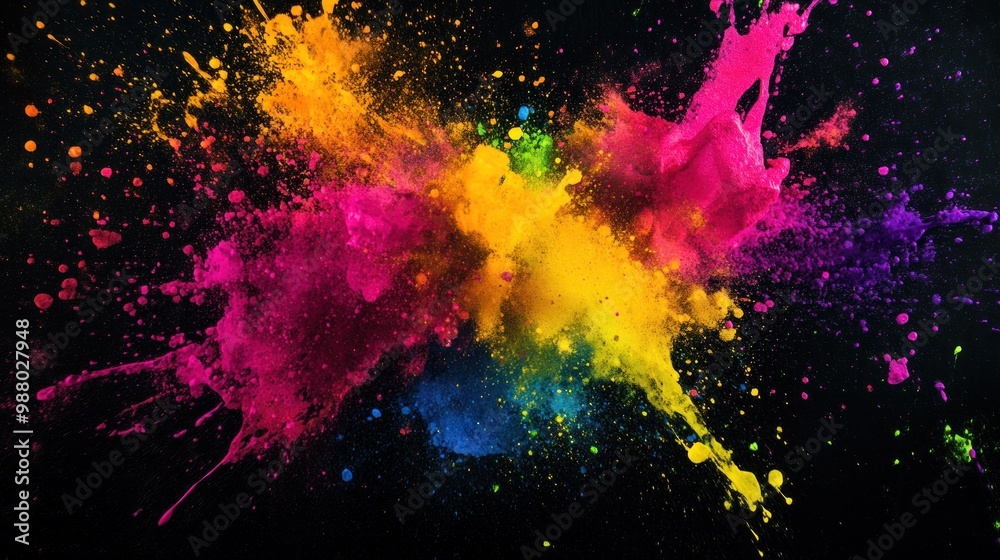 Colorful Powder Explosion on Black Background