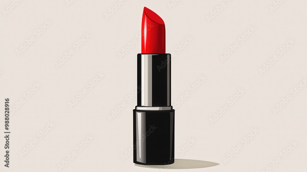Minimalistic Red Lipstick Vector Illustration on Pastel Background Minimalistic Red Lipstick Vector Illustration on Pastel Background
