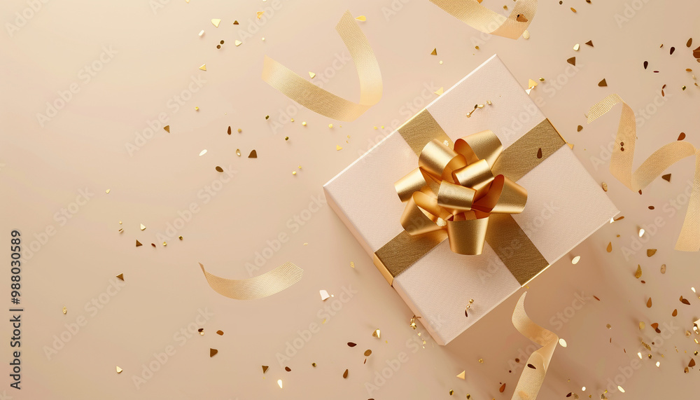 Gold and pink gifts with confetti on soft tones and empty space for text – perfect for celebrations and gift-giving Gold and pink gifts with confetti on soft tones and empty space for text – perfect for celebrations and gift-giving