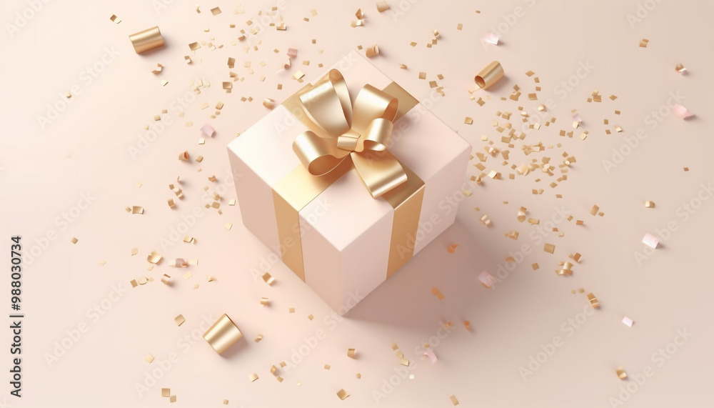 Gold and pink gifts with confetti on soft tones and empty space for text – perfect for celebrations and gift-giving Gold and pink gifts with confetti on soft tones and empty space for text – perfect for celebrations and gift-giving