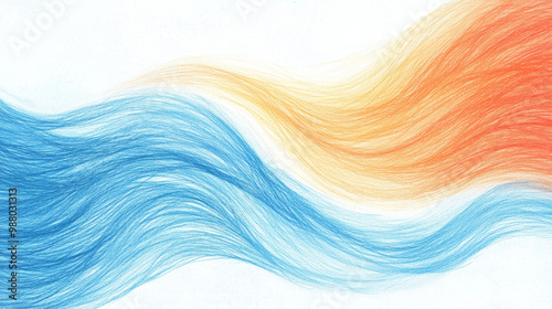 Wallpaper Mural Abstract art with wavy blue and orange lines on white background. Torontodigital.ca