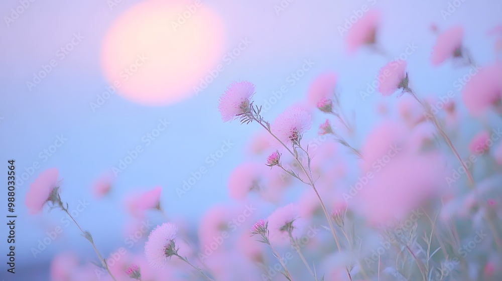 under the curved moon, wild edible amaranth and wild chrysanthemum gently sway in the breeze, Generative AI under the curved moon, wild edible amaranth and wild chrysanthemum gently sway in the breeze, Generative AI