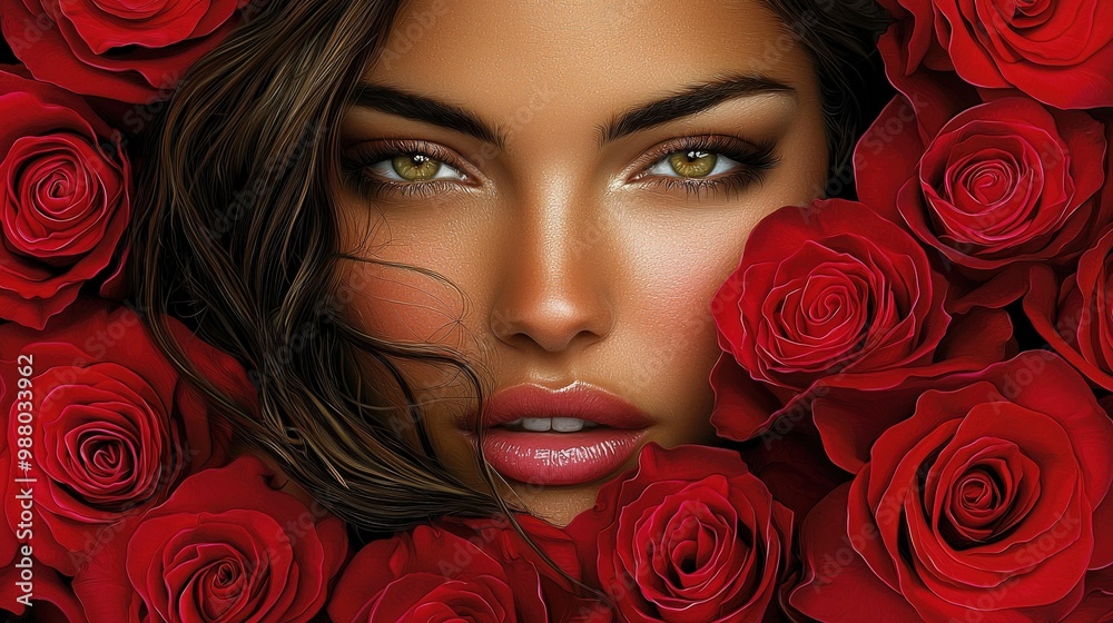 Portrait of a Woman Surrounded by Roses Portrait of a Woman Surrounded by Roses