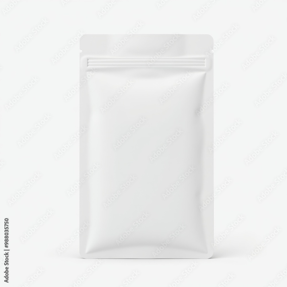 Blank white plastic sachet packaging mockup isolated on white background Blank white plastic sachet packaging mockup isolated on white background