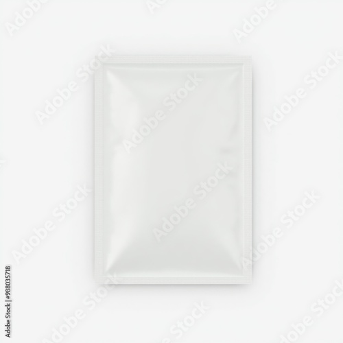 Blank white plastic sachet packaging mockup isolated on white background