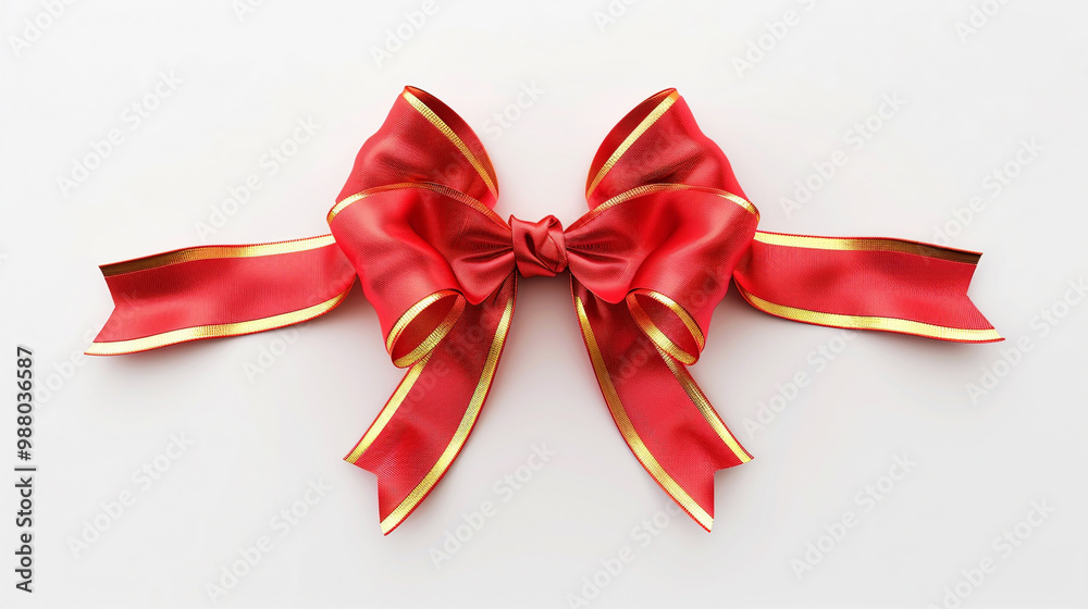 Red bow on a white background – perfect for gift wrapping, festive occasions, and celebrations