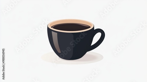 Modern Flat Vector Dark Coffee Cup on Clean Background