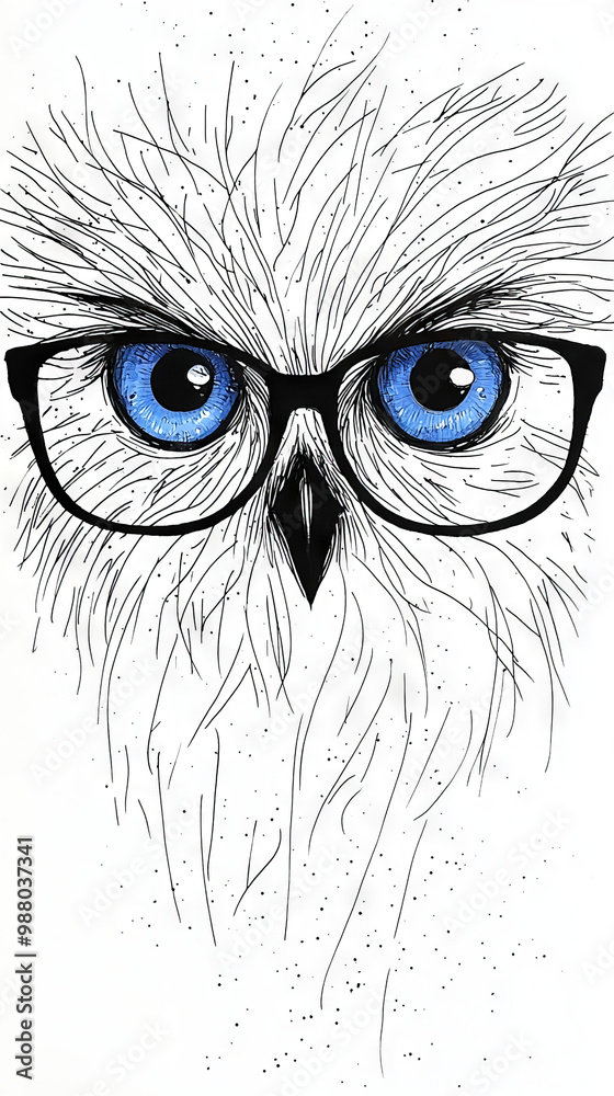 Obraz premium Close-up of a wise owl wearing glasses