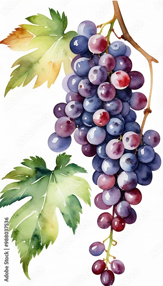 illustration branch element creativity red plant multi watercolors grapes colored watercolor grapes design handmade grapes grape ripe fruit tree branch vine fresh watercolor illustration