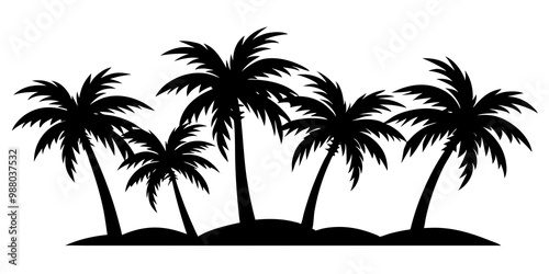 palm trees silhouette vector black set 