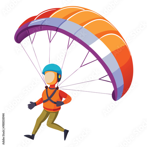 Skydivers with parachutes vector illustration