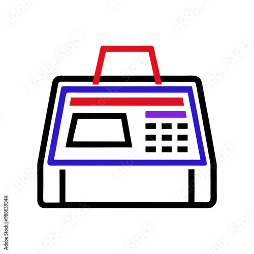 Voting machine with a red, white, and blue design, symbolizing the electronic voting process