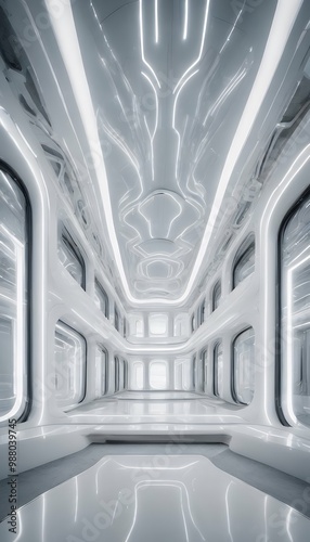 futuristic interior white vr 360 building degree style  studio white interior panorama photo abstract background design three-dimensional house illustration construction light space building concept