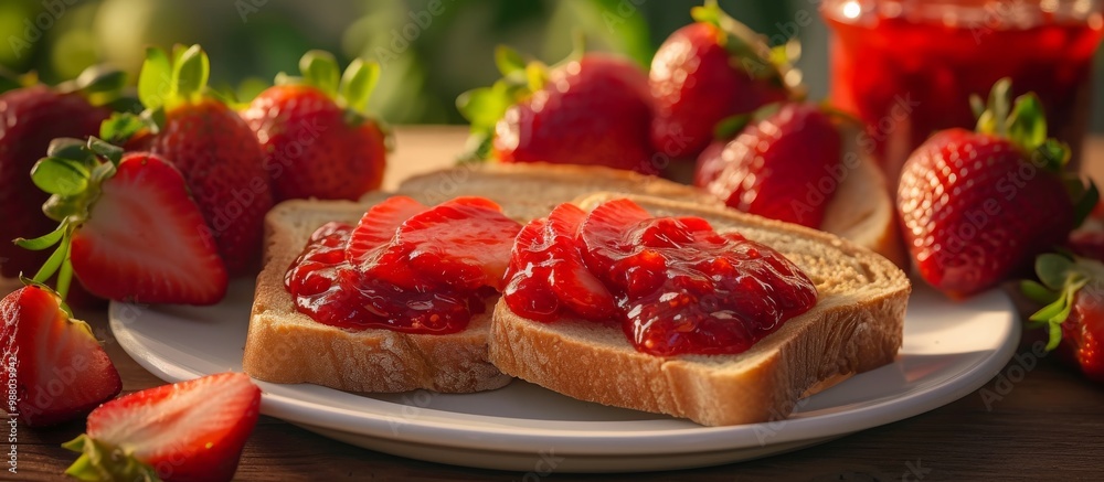 Delicious strawberry tarts served on a plate with fresh strawberries around Delicious strawberry tarts served on a plate with fresh strawberries around