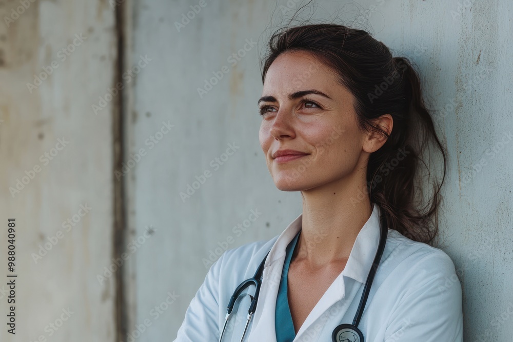 Doctor in rural setting on solid white background, single object