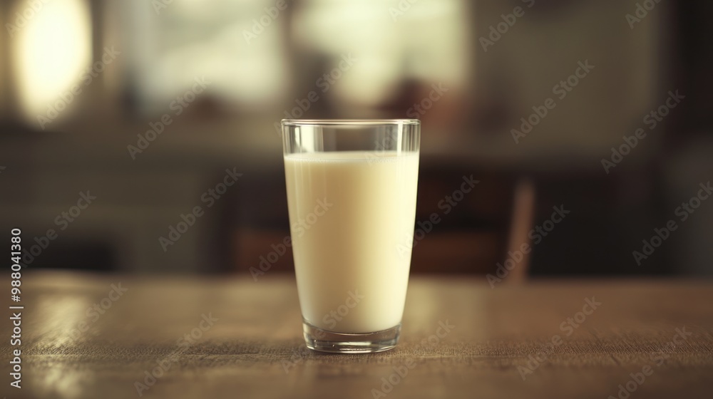 Glass of milk, centered in the frame, with a simple, elegant presentation, highlighting the milk's creamy texture and simplicity. Glass of milk, centered in the frame, with a simple, elegant presentation, highlighting the milk's creamy texture and simplicity.