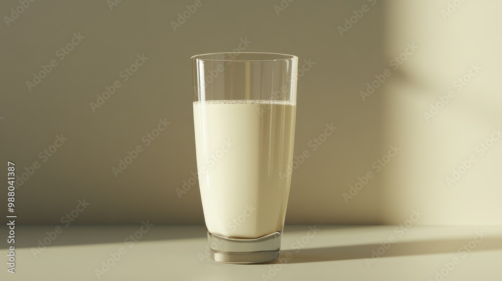 Glass of milk, centered in the frame, with a simple, elegant presentation, highlighting the milk's creamy texture and simplicity. Glass of milk, centered in the frame, with a simple, elegant presentation, highlighting the milk's creamy texture and simplicity.