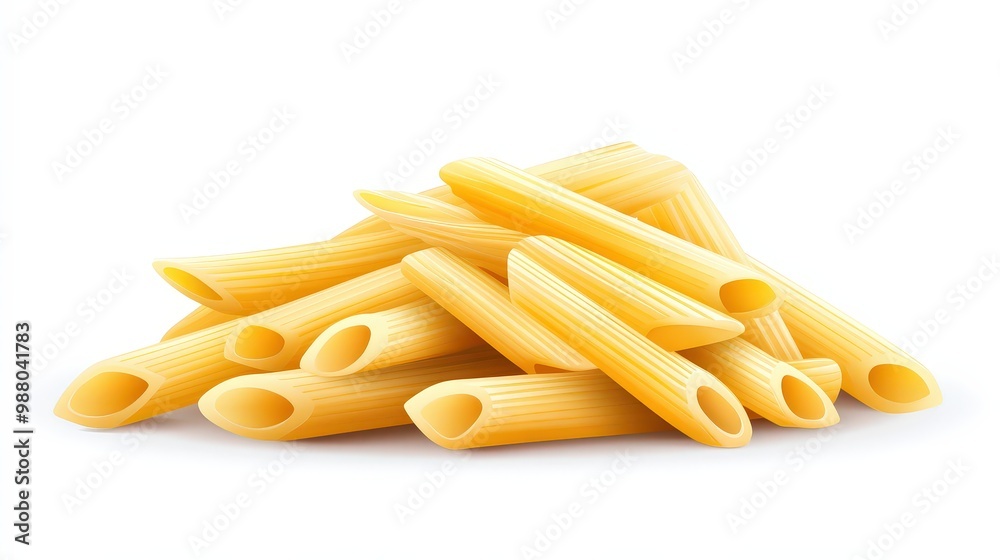 Minimalistic Vector Illustration of Penne Noodles on White Background with Focus on Shape and Texture Minimalistic Vector Illustration of Penne Noodles on White Background with Focus on Shape and Texture
