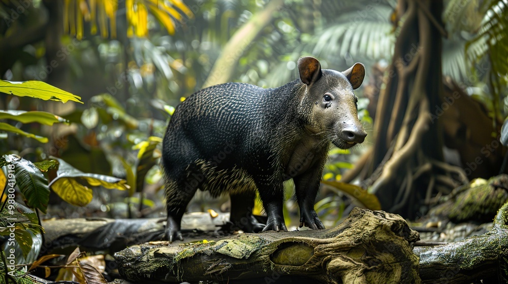 Close-Up Portrait of a Wild Tapir in the Rainforest Close-Up Portrait of a Wild Tapir in the Rainforest