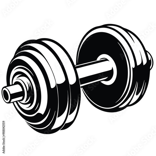 Gym equipment dumbbell vector silhouette