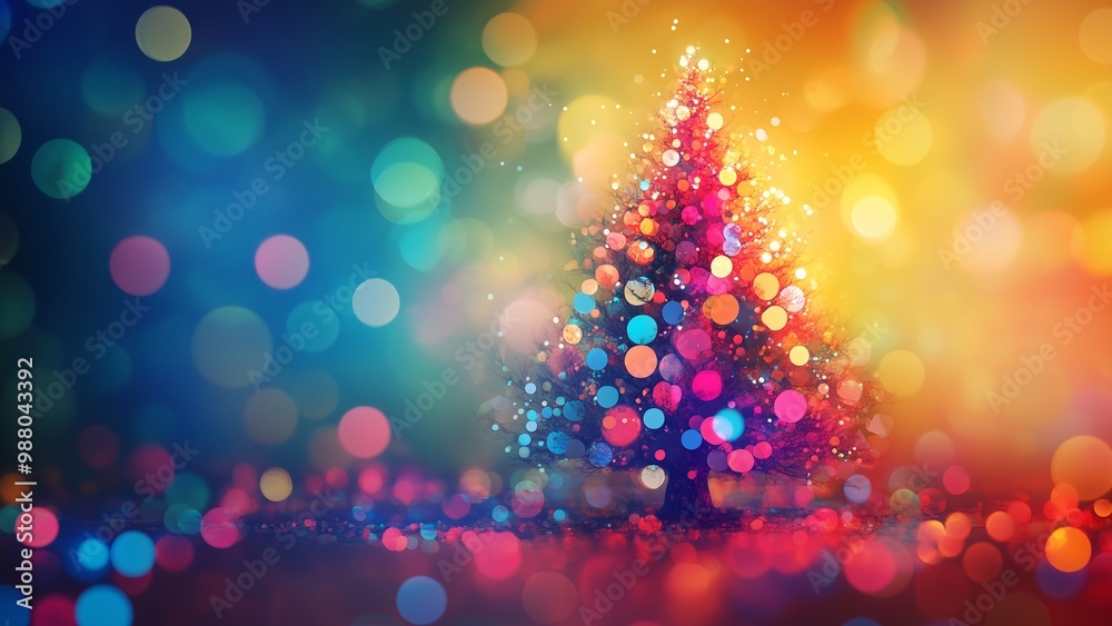 Beautiful colorful trees,bokeh celebration concept