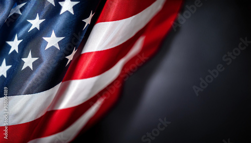 waving USA flag, fabric texture, United States of America Flag with copy space area