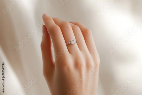 Wallpaper Mural Woman's hand with a sparkling ring on solid white background, single object Torontodigital.ca