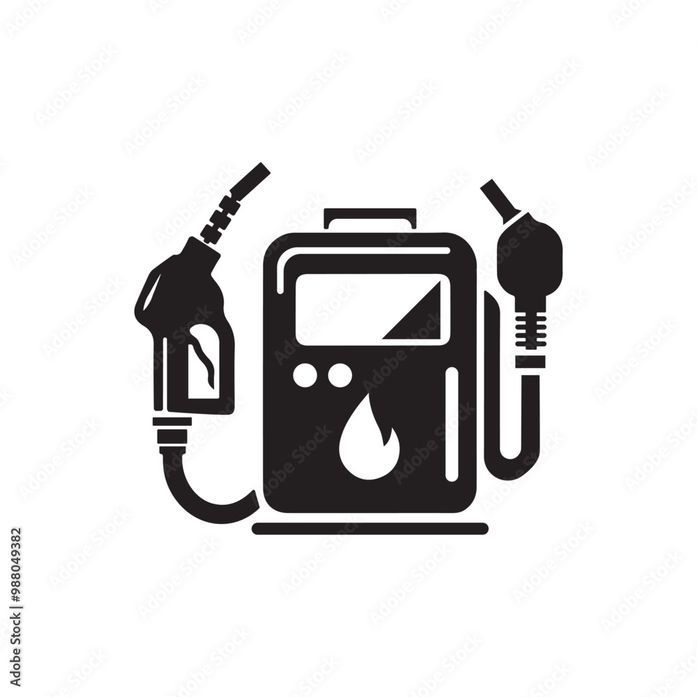 Black and White Fuel Pump Icon Illustration Black and White Fuel Pump Icon Illustration
