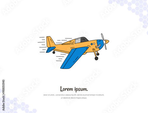 Stunt plane 2 simple doodle flat vector art for wall decoration landscape.