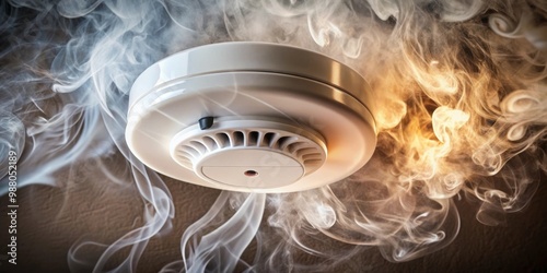 Smoke detector going off during a fire alarm drill, smoke detector, alarm, safety, emergency, warning, detection photo