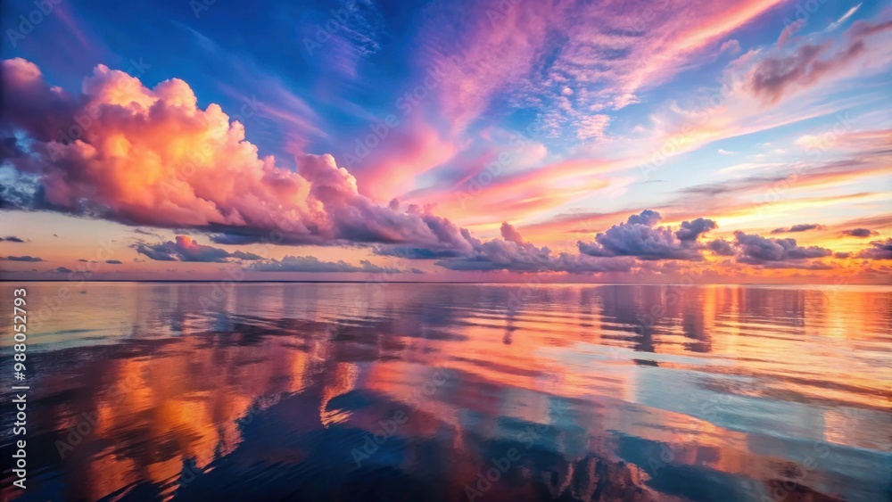 Tranquil sunset scene with pink clouds reflecting on calm sea surface, sunset, pink clouds, calm sea, reflection, tranquil, peaceful Tranquil sunset scene with pink clouds reflecting on calm sea surface, sunset, pink clouds, calm sea, reflection, tranquil, peaceful