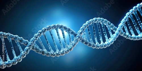 DNA double helix rendered in , genetics, science, research, molecule, biology, structure, genetic code, helical