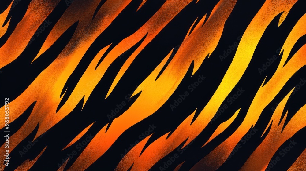 A vibrant tiger stripe pattern featuring shades of orange and black. A vibrant tiger stripe pattern featuring shades of orange and black.