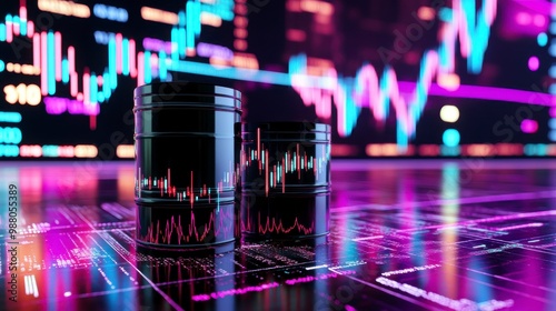 Global Oil Trade Dynamics, exploration of market trends and influences surrounding crude oil, featuring a black oil barrel as a focal point.