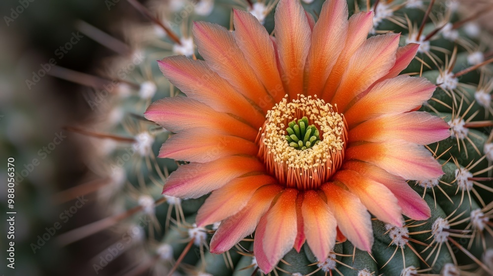 Blooming Cactus Flower in Close-Up Display Blooming Cactus Flower in Close-Up Display