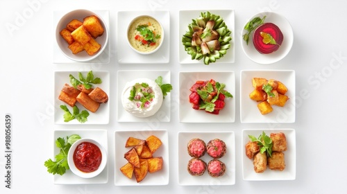 Stylish Minimalist Vegan Tapas Overhead View