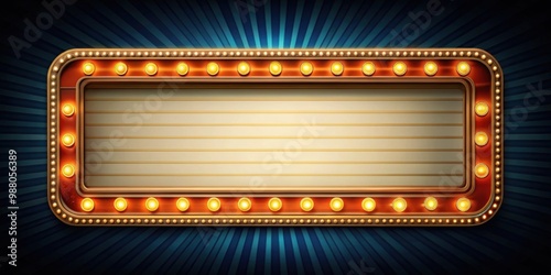 Vintage movie marquee with glowing lights and retro font , retro, classic, cinema, theater, old-fashioned, neon lights