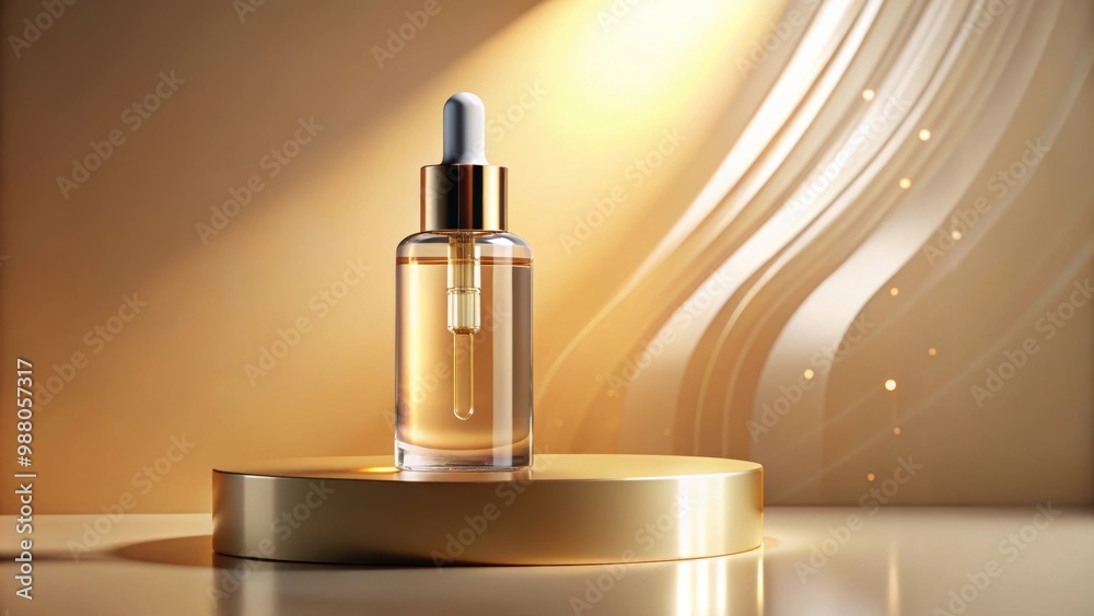 Dropper filled with anti-aging serum placed on a podium , skin care, beauty, cosmetics, skincare routine Dropper filled with anti-aging serum placed on a podium , skin care, beauty, cosmetics, skincare routine