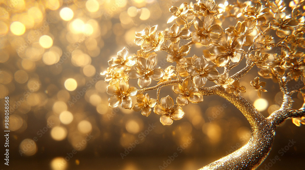 golden money tree with shimmering leaves symbolizes wealth, prosperity ...