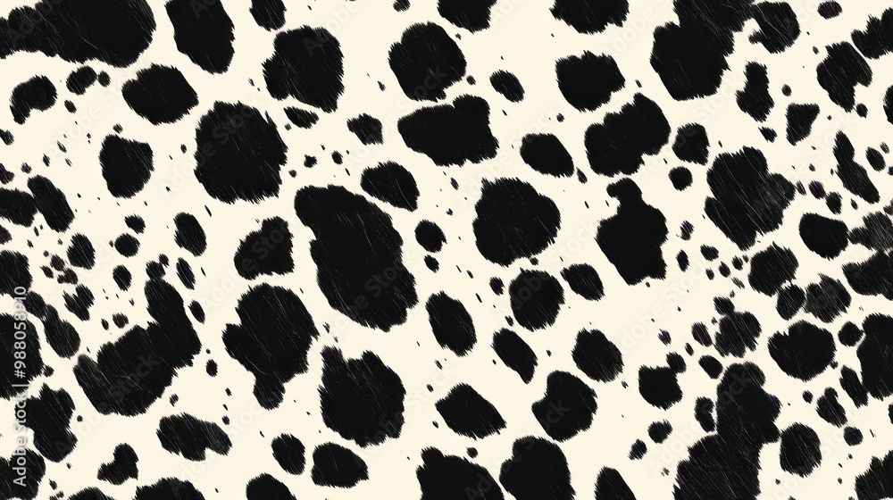A pattern featuring irregular black spots on a light background, resembling animal fur.
