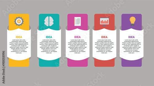 Six colorful graphic elements. Timeline design for brochure  presentation. Infographic design layout