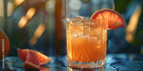 Revitalizing Grapefruit Garibaldi Drink Combining Bitter Liqueur Syrup and Grapefruit Juice