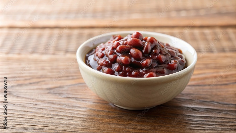 Sweet red bean paste in a small dish, Japanese, dessert, traditional, cuisine, tasty, homemade, garnish, food styling Sweet red bean paste in a small dish, Japanese, dessert, traditional, cuisine, tasty, homemade, garnish, food styling