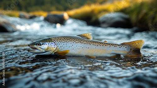 Brown Trout in Stream with Natural Background