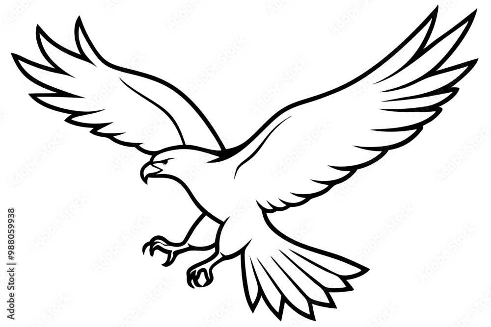 Obraz premium eagle silhouette of a flying bird icon style white background