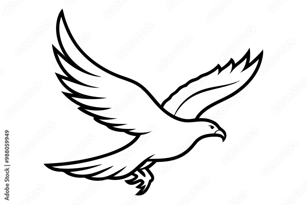 Fototapeta premium eagle silhouette of a flying bird icon style white background