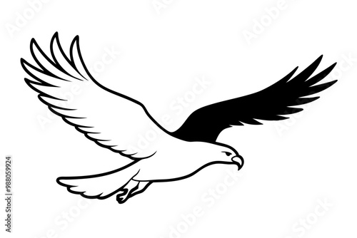 eagle silhouette of a flying bird icon style white background