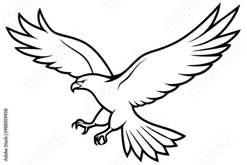 eagle silhouette of a flying bird icon style white background